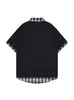 Camiseta Polo de Manga Curta Xadrez Retrô Americana Masculina Verão Nova Marca Tendência Solta Casual Versátil Par de Tops
