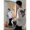 Sudadera Negra de Peso Pesado con Cuello Redondo para Hombre, Estilo Americano, Atractiva, Hombro Normal, Camiseta de Manga Larga, Marca de Moda, Camiseta Base para Primavera y Otoño