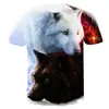 2021 Nuevo Verano para Hombre Europeo y Americano Transfronterizo Nueva Moda Patrón de Lobo 3d Camiseta de Manga Corta para Hombre