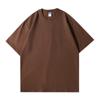 Camiseta de manga corta para hombre, color liso, 260 g, con forro suelto, estilo americano, color blanco