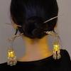 Popular horquilla de borla de estilo antiguo Linterna luminosa palillos Hada de la corte de loto Hanfu paso sacudir palillos tocado accesorios para el cabello