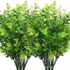 Decoración de pared de plantas de eucalipto, flores y plantas de plástico falsas para simulación transfronteriza, decoración de arreglo floral en maceta, accesorios de manojo de hierba de la fortuna