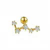 Clavo de acero inoxidable chapado en oro de 18 quilates con circonita para cartílago, joyería de piercing microincrustada, exquisita y compacta