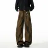Calça Jeans Masculina Tie-Dye Lavada Desgastada Primavera e Outono High-End Vintage Retro Solta Wide-Leg Comprimento Total