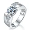 Anel de Diamante Lua Crescente Diamante Imitação Diamante Mosan Anel de Amor Dedo Brilhante Ouro 18K Anel de Casal para Casamento
