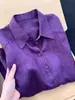 Camisa de Ramio Morada Única y Hermosa para Mujer 2025 Nueva Silueta Relajada Camisa Top de Lino con Protección Solar