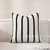 Fabricante de Fundas de Cojín de Chenilla Estilo Americano, Fundas de Cojín Jacquard Rayadas Bicolor para Exportación, Fundas de Cojín de Lujo Ligero al por Mayor
