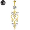 F136 Liga de Titânio Cobre Inlay Zircônia Borboleta Piercing de Umbigo G23 Piercing Unha de Umbigo Joia Comércio Exterior E-Commerce