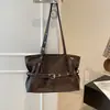 Bolsa tote de couro encerado retrô, nicho, personalizada, moderna, bolsa de ombro, para o trabalho, versátil, grande capacidade, bolsa de ombro único