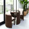 Juego de mesa de té de ocio para balcón, incluye tres piezas: una silla de ratán, una mesita de té pequeña para uso en casa y una mesa de té para exteriores con un diseño tejido similar al ratán