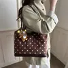 Lindo diseño de patchwork de lunares, gran capacidad, nueva colección otoño 2023, bolso de hombro/bolso de mano moderno, elegante, simple, chic y versátil