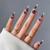 Estilo Chica Caliente Flor en Relieve con Pedrería 24 Piezas Uñas Postizas Puntiagudas Largas Francesas Chapadas en Oro Uñas Postizas Venta al por Mayor