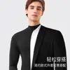 Camisa de Outono com Gola Meia Alta para Homem, Camiseta de Manga Comprida Base Sem Costura, Roupa Íntima Térmica Masculina de Modal para Outono e Inverno