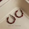 Brincos Twist Artísticos Retrô Textura de Laca para Assar Vermelho Vinho Círculo Geométrico Redondo Brincos de Fábrica Joias Yiwu