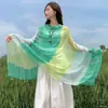Chal tejido a mano de nudo chino verde estilo étnico para viajes y vacaciones, bufanda fina de seda para mujer para vacaciones en la playa y la costa