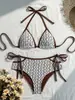 Bikini de Encaje para Mujer con Cierre de Nudo al Cuello y Copas Triangulares Traje de Baño Estilo Vacacional Sexy Traje de Baño de Dos Piezas Estilo Europeo y Americano