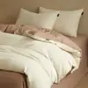 Juego de cuatro piezas de algodón puro cepillado de lujo ligero para otoño e invierno, juego de ropa de cama de tres piezas de color liso bicolor de algodón cálido y grueso