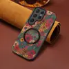 Denior Es Adecuado para Samsung S26Ultra Funda Magnética para Teléfono S25Edge Funda Protectora A16 Funda de Cuero con Flores S24
