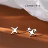 Brincos de Prata 925 Xida com Estrela de Quatro Pontas Design de Temperamento Feminino Brincos de Estrela 2023 Novo Estilo Ins