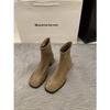 Botines Delgados de Tacón Alto y Punta Cuadrada para Mujer, Otoño e Invierno 2024, Botines de Tobillo Estilo Coreano con Forro de Felpa, Botas Martin