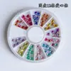 Decoraciones para Uñas de Venta Caliente en Amazon Plato Redondo de 12 Compartimentos Taladros Mixtos para Uñas Pedrería de Colores de Fondo Plano Pegatinas Irregulares