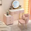 Tocador de Madera Maciza Dormitorio Moderno Simple Tocador de Pizarra Gabinete de Almacenamiento Espejo de Maquillaje Integrado Belleza y Elegante