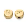 Letras Inglesas de Acero Inoxidable de 7 mm 26 Letras Color Acero Dorado Redondas Recubrimiento al Vacío Accesorios para Collares de Cuentas DIY