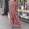 Vestido casual suelto a rayas con abertura de tendencia de moda femenina transfronteriza europea y americana