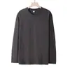 Camiseta Base de Color Sólido para Primavera y Otoño, Talla Grande, Algodón, Cuello Redondo, Manga Larga, Personalizable, Se Puede Engrosar, Estampado de Terciopelo con Logo y Patrón Bordado