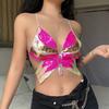 Ropa de mujer transfronteriza estilo ins europeo y americano personalizada mariposa con lentejuelas color en contraste top tubo chaleco encaje espalda descubierta una pieza entrega