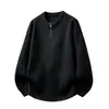Suéter Grueso Cálido de Punto para Hombre Otoño Invierno Holgado Hombro Caído Suéter para Hombre Raya Vertical Media Cremallera Pulóver
