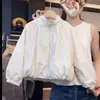 Jaqueta Feminina Primavera e Outono 2026 Novo Estilo Moda Infantil Estilosa Top Roupas de Outono para Menina Super Bonita Corta-vento Casual