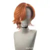 Zootopia 2 Nick Wilde Peluca de Cosplay Cuero Cabelludo Grande Cola de Lobo Peluca Rojo-Naranja Pelo Corto