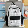 Mochila de estilo japonés ins con bloques de color a cuadros para estudiantes de secundaria y universidad, mochila de viaje con lazo y cinta para chicas
