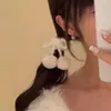 Lazo Blanco Esponjoso para el Cabello Cuerda para el Cabello de Cereza para Niña Dulce Moño Doble Cola de Caballo Accesorio para el Cabello de Otoño e Invierno Estilo Dulce
