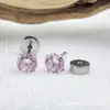 Astmf-136 Aleación de Titanio Redondo Pastel Rosca Externa Zirconia Pendientes G23 Titanio Rosca Interna Zirconia Pendientes Joyería Cabeza