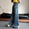 Calça para meninas, nova coleção primavera/outono 2026, moda outono, design estiloso de coração bordado, calça de perna larga slim-fit, calça jeans infantil