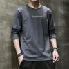 Primavera e Outono Camisola Masculina de Manga Comprida T-shirt Masculina Coreana Moda Bordada T-shirt plus size Outono Base Camisa Algodão T-shirt