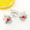1 Árvore de Natal Floco de Neve Sino DIY Acessório de Liga Pulseira Colar Chaveiro Pequeno Pingente Charme de Esmalte
