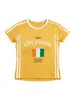 Nueva Camiseta Casual de Verano para Mujer 2026 Europea y Americana de Manga Corta y Cuello Redondo con Bordado de Letras y Bandera en Estilo Simple