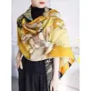 Bufanda Nueva de Seda Simulada, Bufanda Larga de Brocado, Moda Primavera y Otoño, Versátil Chal de Protección Solar de Verano, Turbante