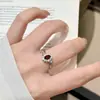 Anillo de Granate Natural con Rodeado Completo de Diamantes y Piedras Preciosas de Girasol, Anillo Abierto de Cristal Natural Estilo Corte Vintage de Nicho