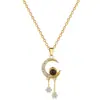 [Acero de Titanio] Luz de Proyección con Borla de Luna Estilo Lujoso Hermoso Collar Totalmente de Diamantes para Mujer Cadena para Clavícula Más Fácil de Combinar Acero de Titanio