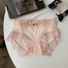 Ropa Interior Jacquard de Deseo Puro para Mujer Sexy Francés Malla Hueca Deseo Puro Entrepierna de Algodón Puro Transpirable Cintura Baja Calzones de Encaje