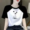 Camiseta Raglan Manga Curta Color Block Estilo Mãe de Comércio Exterior com Desconto Transfronteiriço para Mulheres, Corte Justo, Top Básico Valorizador