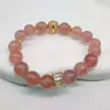 [Corazón Rojo de Amor] Pulsera de Cristal Natural Cristal de Fresa para Atraer Flores y el Año de Nacimiento, Pulsera de Cristal como Regalo para Mejores Amigas