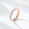 Anel Elegante Fino de Diamante Solitário Estilo Coreano Aço Titânio Feminino INS Alto Nível Versátil Anel de Diamante Completo Versátil Joia Simples