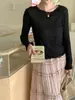 3ª Manhã Atmosfera Suave Estilo Coreano Camisa Básica Fina de Manga Longa com Bordas Franzidas Zy3977