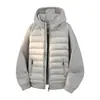 Chaqueta acolchada de plumón de pato blanco al 90% para hombre, de corte holgado, diseño patchwork y capucha; una chaqueta de plumón ligera adecuada para parejas