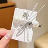 Laço de Fita Menina Doce Grampo de Cabelo com Pérola Acessório de Cabelo Celebridade da Internet Novo Estilo Grampo de Cabelo para Franja Lateral Ornamento de Cabelo